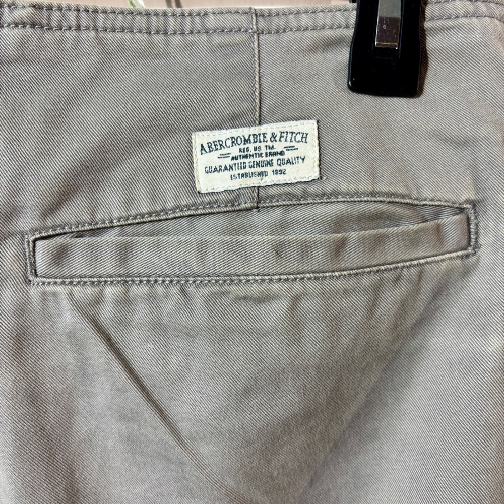 Y2K Abercrombie & Fitch Chino Khakis Gray Wide-Leg Pants Trousers Low Rise - Picture 8 of 8